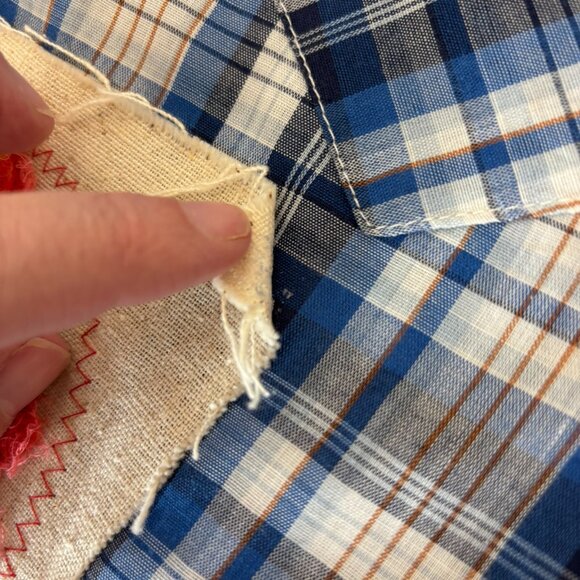 Upcycled Vintage Levi Plaid Button Front Shirt Wearable Art - Picture 14 of 16